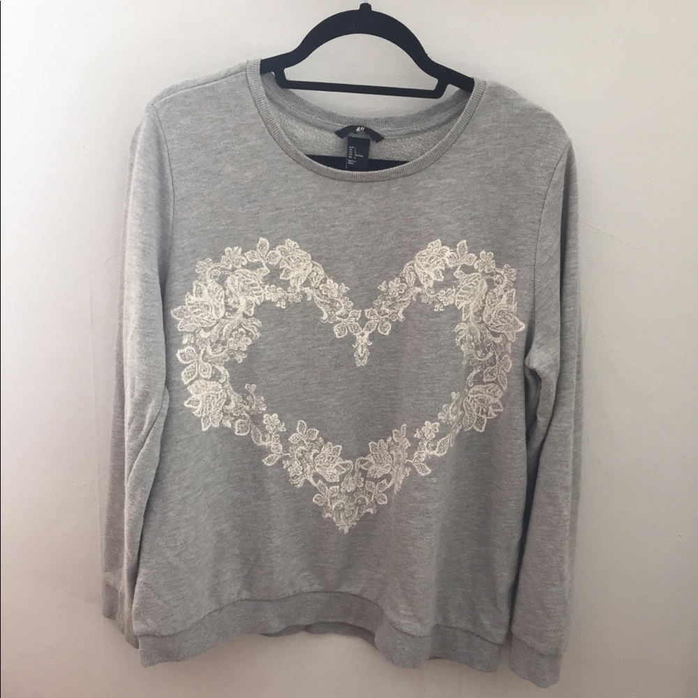H&M Heart Long Sleeve Crewneck